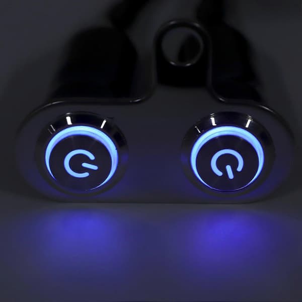 12V Motorcykel Styrswitch LED Modificeringsbeslag Kontrol Trykknap med 2 stk. Switch-knapper