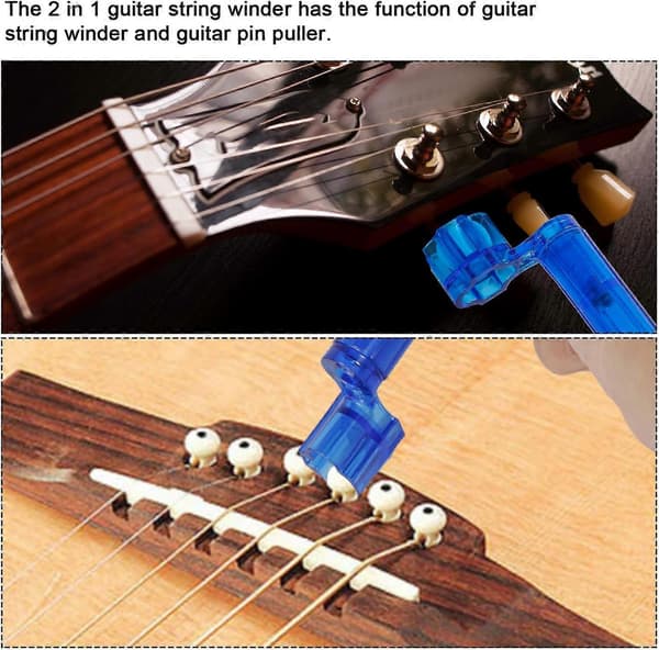 3 stk Gitarstrengvikler, 2 i 1 Gitarstrengverktøy Brostiftfjerner Speed Peg Puller W