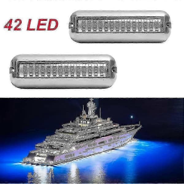 2 stk. 42LED Blå Undervands Båd Hæklys Marine Ponton Afløbslys