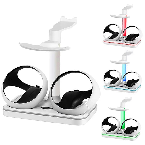 Ladestasjon for PS VR2 med RGB-lys, Vertikal Ladestativdokkingstøtte for PSVR2 Headset