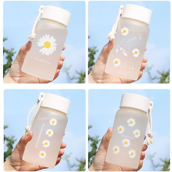 500 ml Daisy plastikvandflasker Creative Frosted Outdoor Water Cup Transportable Rope Travel