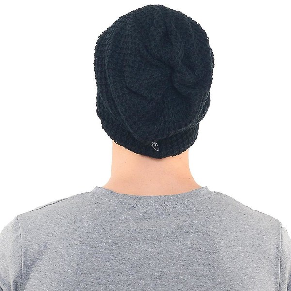 Herrar Slouchy Lång Beanie Stickad Mössa För Sommar Vinter Överstorlek Svart