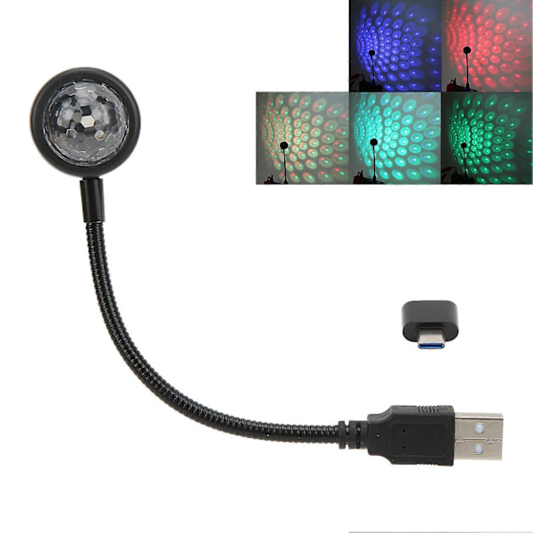USB-tähtiprojektori yövalo LED-äänikäyttöinen säädettävä 360 asteen kierto Romanttinen kannettava autoon ja kotiin (TYPE-C)