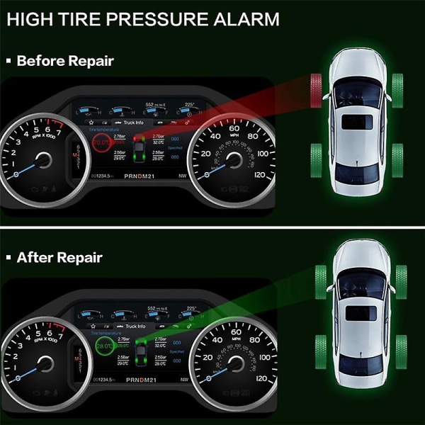 1 kpl Ohjelmoitava MX-anturi 315MHZ+433MHz Universaali 2-in-1 Rengaspaineen Seurantajärjestelmä TPMS