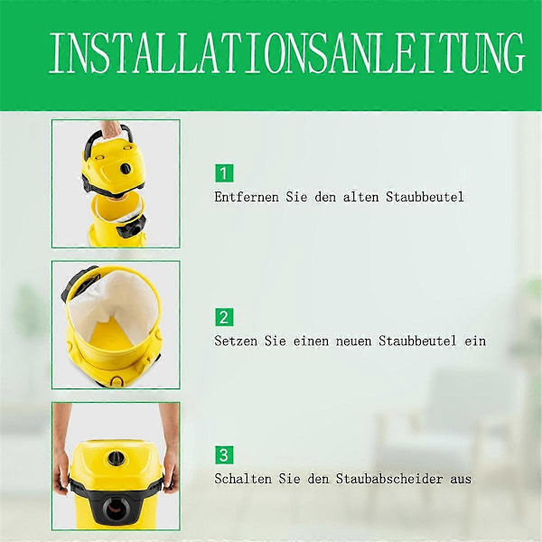 Støvsugerposer for Karcher KWD1, KWD2, KWD3, WD2 Plus Tilbehør