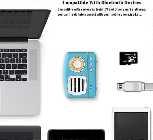 Bärbar bluetooth retrohögtalare, trådlös mini retrohögtalare, med fyllig bas, stereo