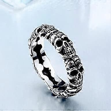 Herre Skull Ring Band Rustfritt Stål Smykker Punk Gothic Demon Ring For MC-førere Gave