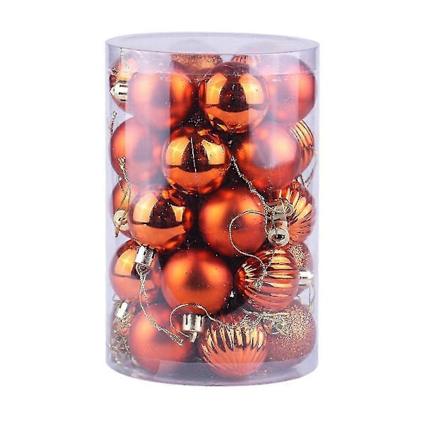 34 st Julkulor, 4 cm Små Julgransprydnader i Plast, Orange