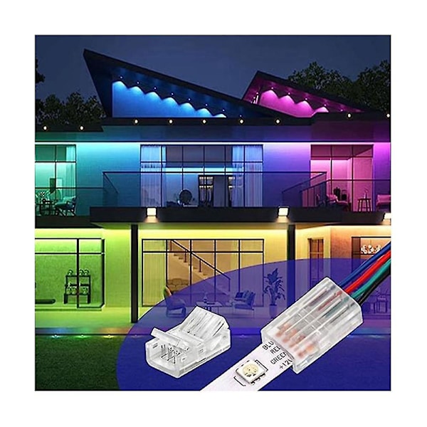 40 stk. RGB LED lysstrip-stik, 4-pin 10 mm loddefri til ledning hurtigstik, vandtæt adapter