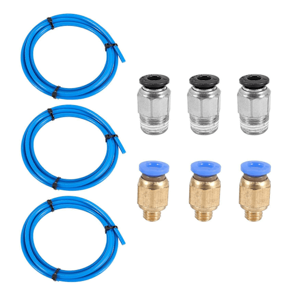 PTFE-rör Ptfe Blå Slang (1,5 Meter) Med 3 Stycken Pc4-M6 Kopplingar Och 3 Stycken Pc4-M10 Hanar