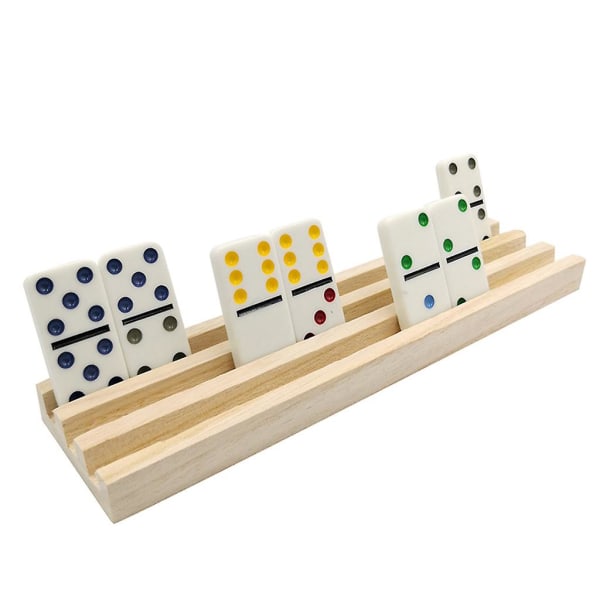 Domino-brett i tre sett med 4, Domino-stativer i tre, Domino-holdere for Domino