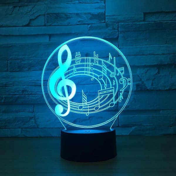 SBSG 3D Lampe, Ephvan 3D Musikvisualisering 7 Farvers Skift Optisk Illusion Led Touch Sensor Lampe Atmosfære Sengelampe til Hjemmeindretning, Børn