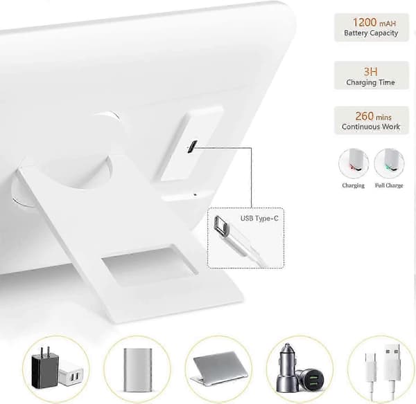 Sminkspegel med ljus LED Type-c Uppladdningsbar