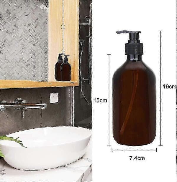 4 st Bärnstensfärgade Dispenser 500ML Dispenserflaskor Bärnstensfärgade Pumpflaskor Tom Bärnstensfärgad Plastflaska