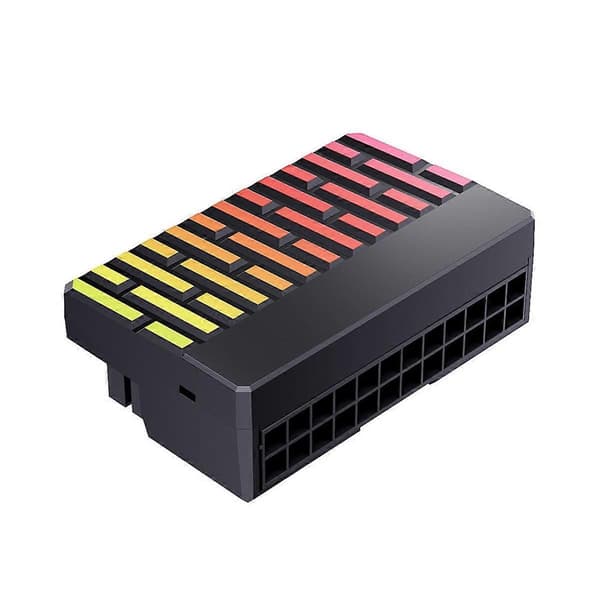 ATX 24-Pins 90° Strømkonektor Adapter 5V 3-Pins ARGB 24-Pins Hun til Han 90° Strømadapter DIY til Desktop PC Sort