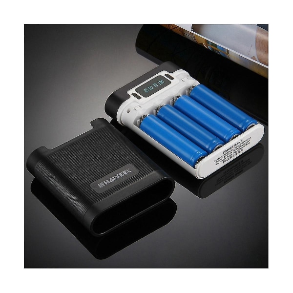 4 stk 18650 batterier Opladningsetui Genopladeligt etui Mobilt strøm Nesting-materiale Dobbelt USB-batteri