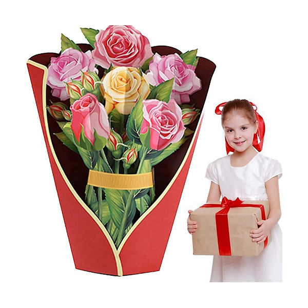 3D Pop-up Pappersblommor Bukett Gratulationskort, Presentkort Till Mors Dag Födelsedag Påsk För Kvinnor