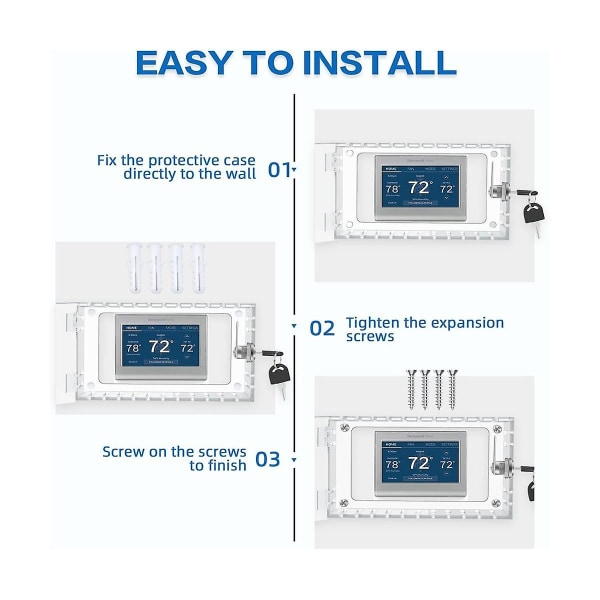 Termostatlåskasse med nøkkel Universal termostatdeksel med lås, Klar termostatbeskytter for vegg