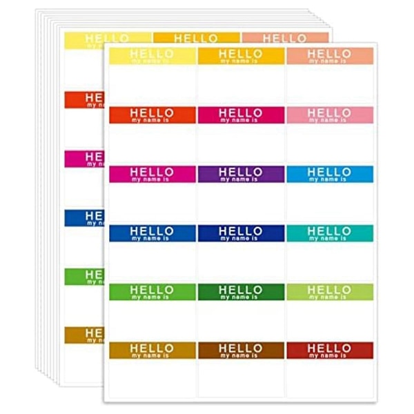 18 färger namnlappar klistermärken,630 etiketter för kontor, möte, skola, lärare,flerfärgad namnsticka