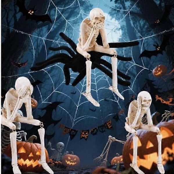 Halloween Pejs Simulation Kraniet Kombination, Horror Skelet Statuer Resin A*B*C