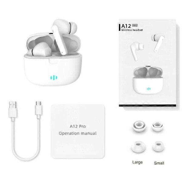 Helt Trådlösa Pro TWS Bluetooth Stereo In-Ear Hörlurar USB-C Vit vit