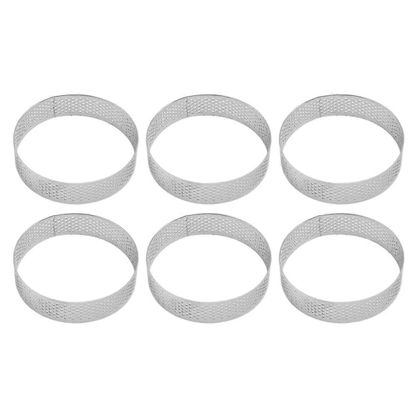 10-pack 8 cm Tartringar i rostfritt stål, cirkulära tartringar, perforerad kakring, mousseform, köksbakform