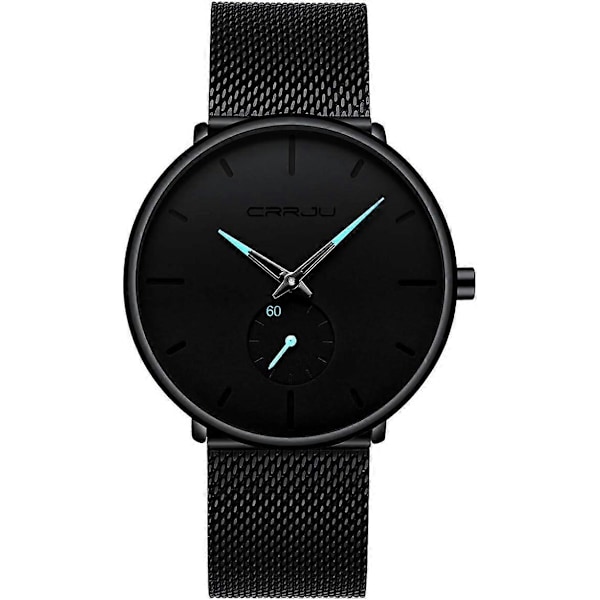 Herrklockor Ultratunn Minimalistisk Vattentät - Mode Armbandsur för Män Unisex Klänning med Rostfritt Stål Meshband