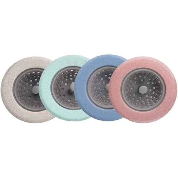 Anti-akkumulation fleksibel vask Si Silikone Vask Stop Afløbsfilter Anti-blokerende Si Køkken Afløbsdæksel (blå + Grøn + Pink + Ris)