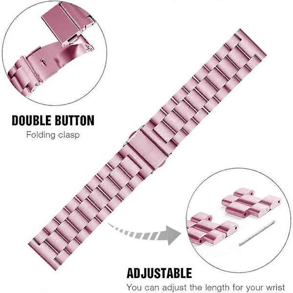 Valkit Kompatibel med Galaxy Watch 3 41mm/Galaxy Watch 4 Armband, 20mm Massivt Rostfritt Stål Armband för Kvinnor Män Länkad Rem för Samsung Galaxy Wat