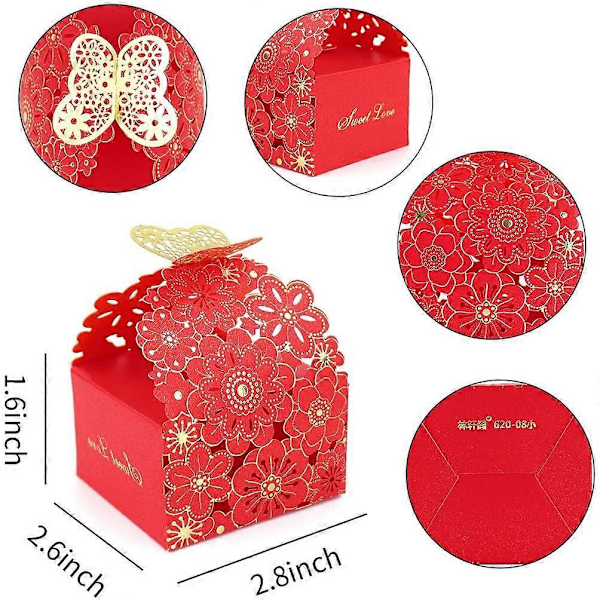50 st Flower Butterfly Ihåliga Godisask Cookie Presentaskar Romantiska Favoriter Söta Chokladask för Födelsedagsfesttillbehör (Blå, L)
