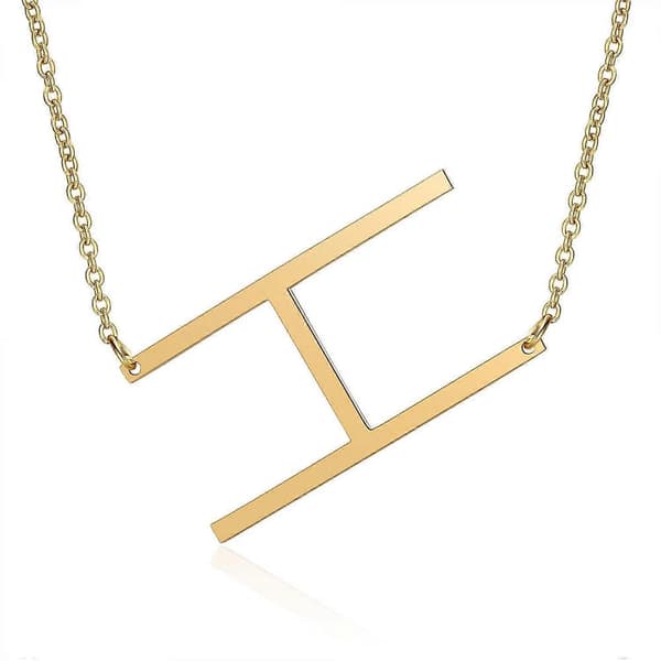 Sidledes Block Initial Hängsmycke Halsband för Kvinnor ---H