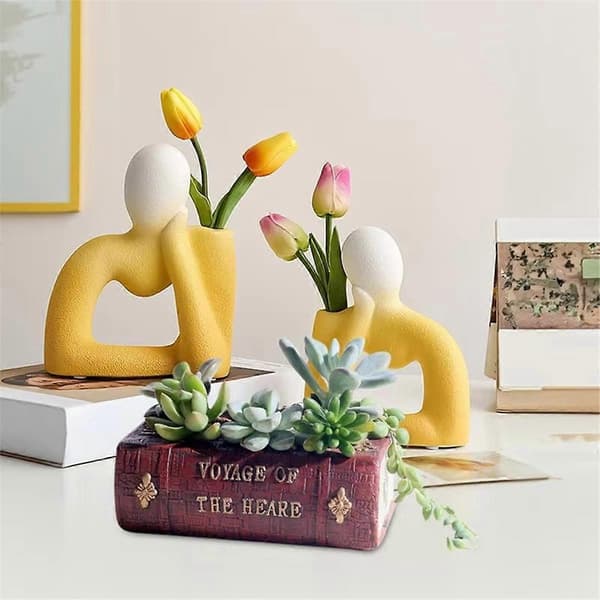Resin Litterær Bok Blomstervase Simulering Sukkulent Blomsterpotte