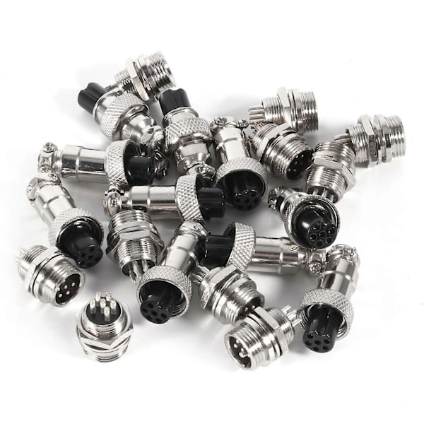 10 kpl GX12 6-nastainen 12 mm ilmailupistoke uros- ja naaraspuolinen metalliliitin YEMAA