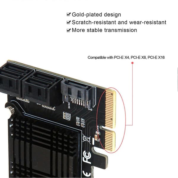 Ekspansjonskort PCIE til 5 porter SATA3.0 Modul Konverteringskort JMB585 Chip for datamaskin