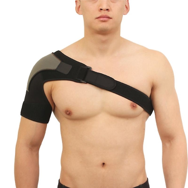 Polyesterfiber skulderbeskyttelse Justerbare skulderstropper for menn og kvinner for å lindre smerte (1 stk, svart)
