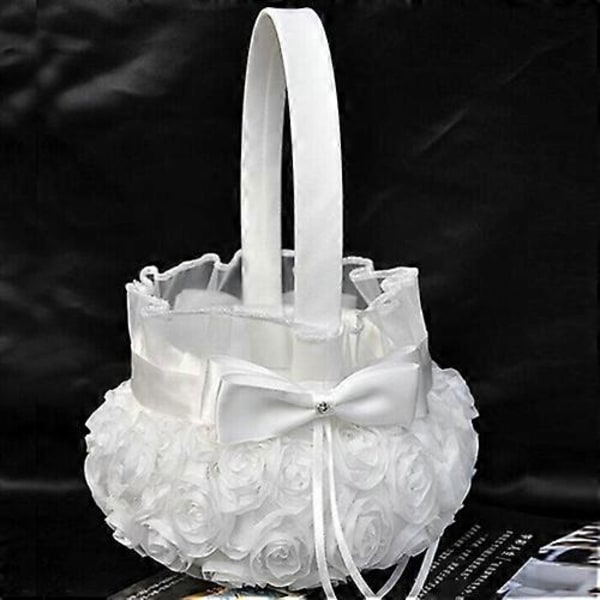 MengXi Bröllopsceremoni Festlig Kärlek Fall Satin Rosett Ros Blomma Flickebasket