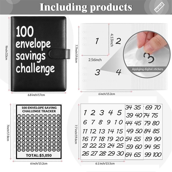 100 kuvert utmaningspärm, A5 pärm, budgetbok med kontantkuvert, 100 kuvert som sparar utmaning