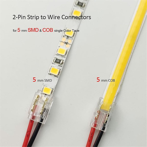 25 st 2-stifts 5 mm COB LED-remsanskopplingssats för remsa-till-tråd och remsa-till-remsa-kopplingar på 5V-24V D