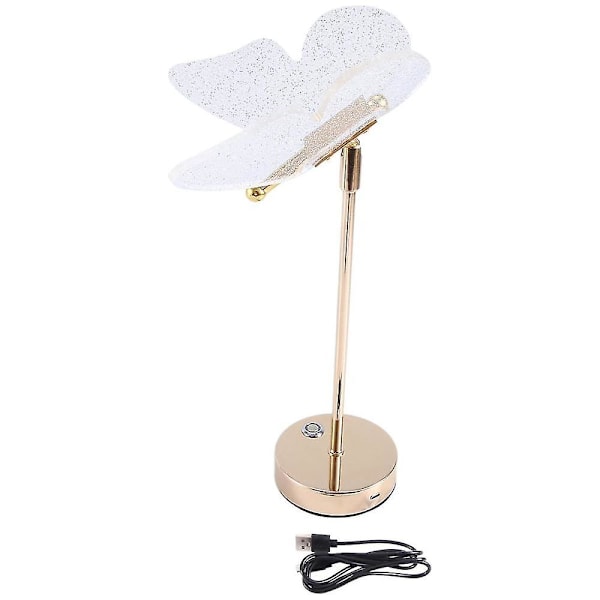 Butterfly Bordlampe Indendørs Belysning Knap Boligindretning Soveværelse Sengelampe Stue Bordlampe Touch Opladningsmodel