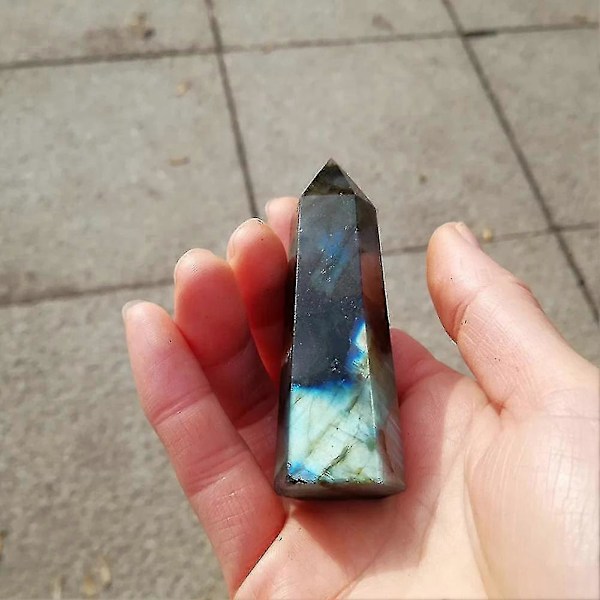 Månsten Kristall Kolonn Naturlig Labradorit Kvarts Obelisk Kristall Kolonn Stav Helande Sten Hem Banmo