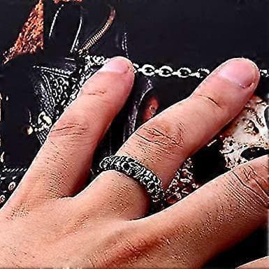 Herre Skull Ring Band Rustfritt Stål Smykker Punk Gothic Demon Ring For MC-førere Gave