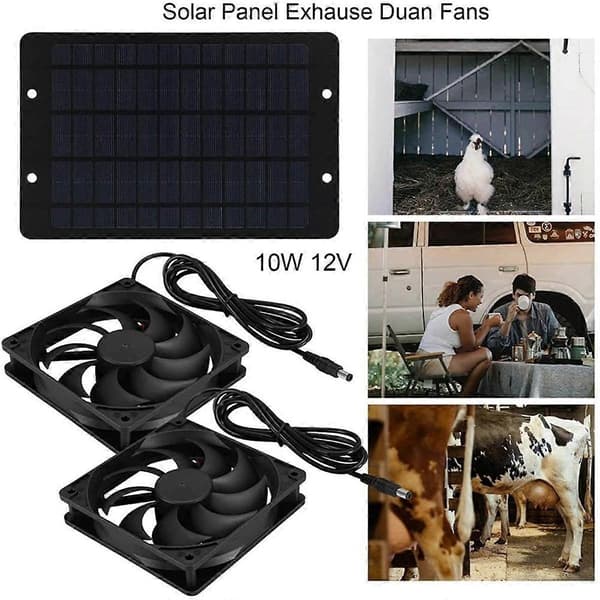 12V Solar Udluftningsventilator Solar Ventilator Solpaneldrevet Ventilator Solar Ventilator til Loftsrum Hundehus Hønsehus Drivhusventilator