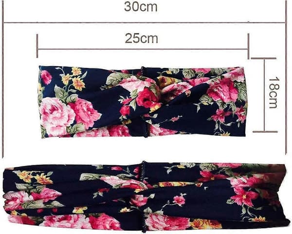 4-pak Turban Hårbøjler til Kvinder Hår Blomsterprint Kryds Elastisk Hårbånd