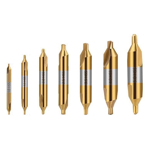 Pikateräksestä valmistettu keskiöpora, 7-osainen sarja 1,0 mm 1,5 mm 2,0 mm 3,5 mm 4,0 mm 5,0 mm sorville metallin työstöön
