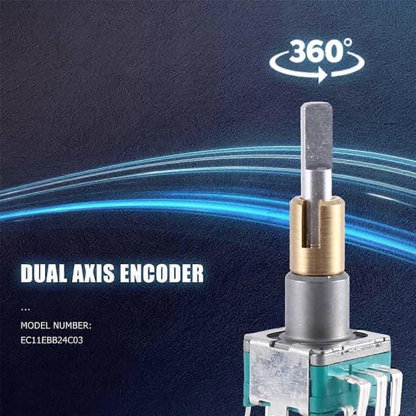 2 stk. EC11EBB24C03 Dual Axis Encoder med bryter, 30 posisjoner, 15 pulspunkter, 25 mm håndtak