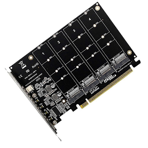 Ph44 Nvme 4-levyn Array-kortti Pci-e Raid-kortti Signaalin jakaminen Laajennuskortti Nvme Raid Pcie 4.0 3.0