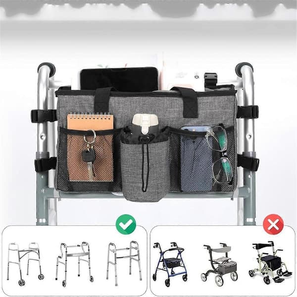 Foldbare Rollator Tilbehør med Kopholder & Organizer Lomme