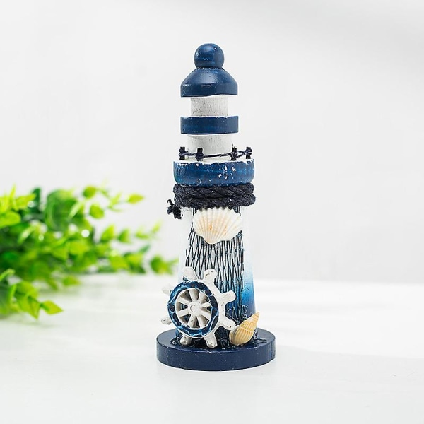 Fyrdekor i trä Miniatyrfyrfigurer Modell Nautiskt tema Fyrprydnad Mikrolandskapsdekor för hemmakontorsbord (4 st, B
