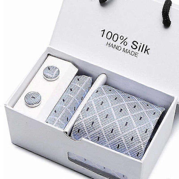 Herrslipsar 5-delars Set Bröllopspresent Slips Kostymslips + Fyrkant + Manschettknappar 2 + Presentförpackning Z