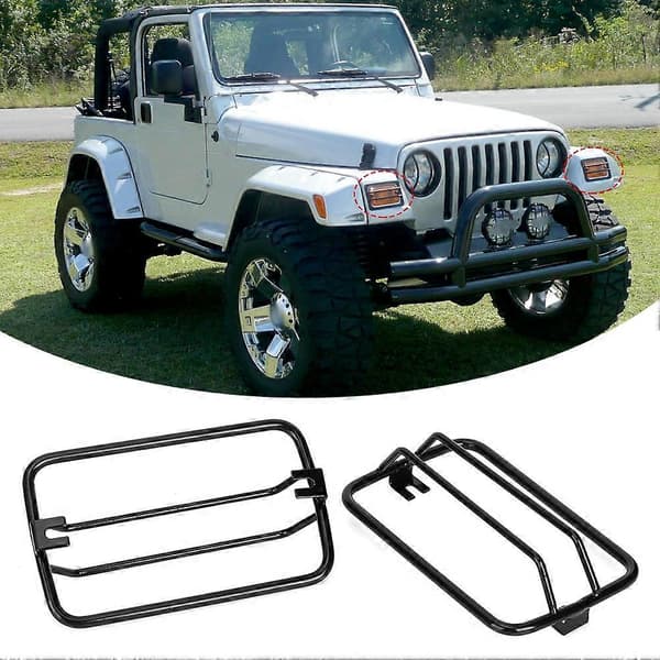 Svingende Blinklysbeskyttelse Sort Gitterdæksel Passer til Jeep Wrangler TJ 1997-2006